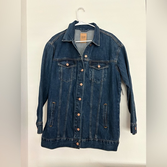 GAP Dark Blue Denim Jacket oversized size S NWT 100% cotton - Picture 7 of 7
